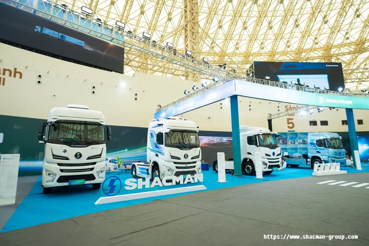 Shacman new trucks displayed at an exhibition in Libya