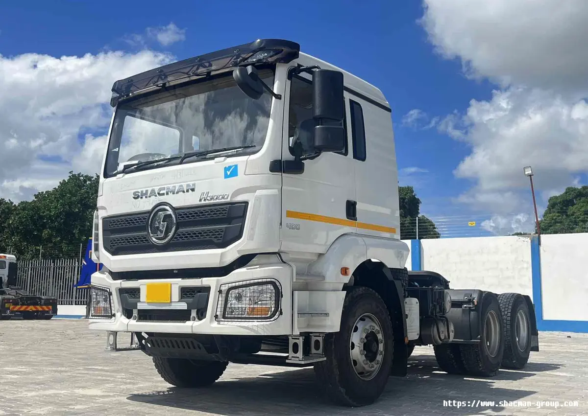 White SHACMAN H3000 6x4 tractor truck head front view for sale in Uganda