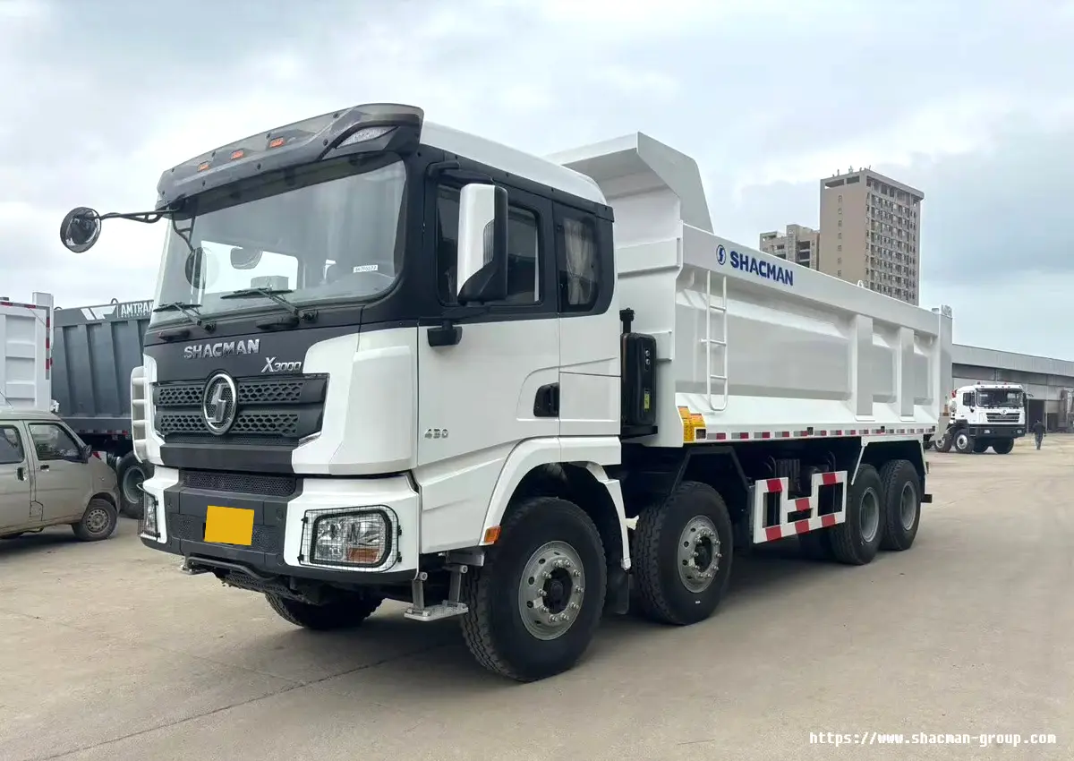 White SHACMAN X3000 8x4 dump truck with 430 HP engine for sale in Uganda