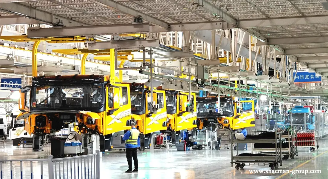 Shacman heavy truck assembly line at the China factory in Xi’an
