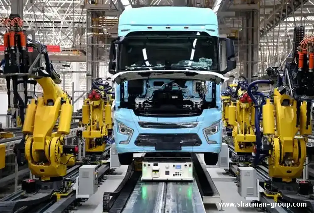 Shacman heavy truck assembly line at the China factory in Xi’an