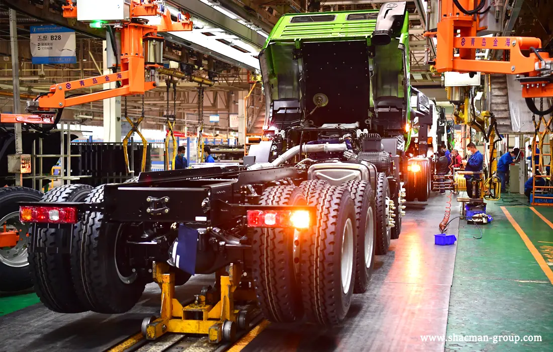 Shacman heavy truck assembly line at the China factory in Xi’an