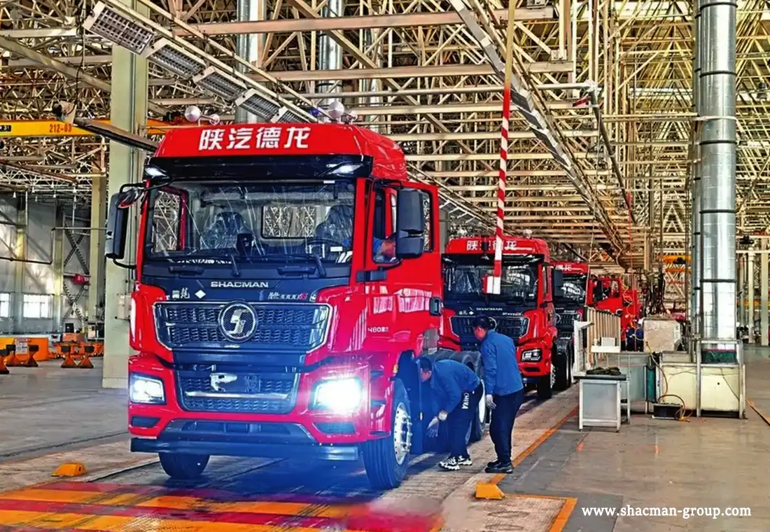 Shacman truck undergoing road testing before delivery at the China factory