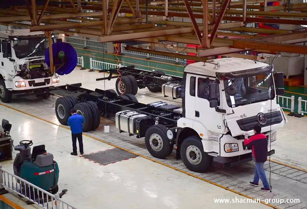 Shacman truck undergoing road testing before delivery at the China factory