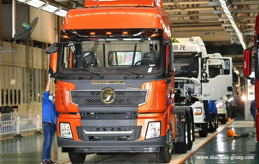 Shacman truck undergoing road testing before delivery at the China factory